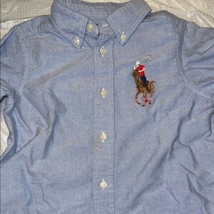 Ralph Lauren Light Blue Oxford Button-Down Shirt with Embroidered Polo